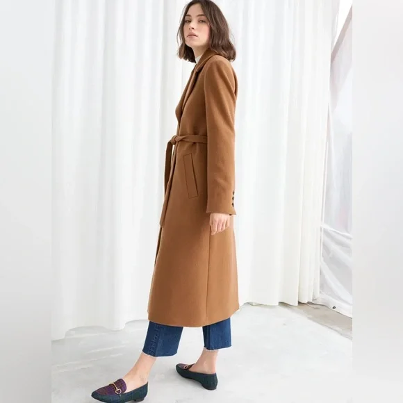 & Other Stories Wool Camel Coat Size 2 - Picture 2 of 9